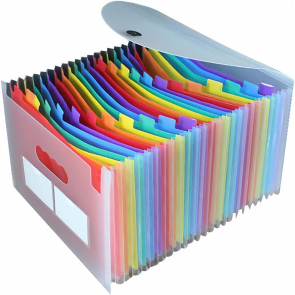 Pockets Expanding File Folder Organizer, Rainbow Multi Letter Size Accordion Document Holder for Home, Office, School