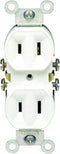 Leviton 223-W 15 Amp Duplex Receptacle, 125 Volt, Non-Grounded, Residential Grade, White