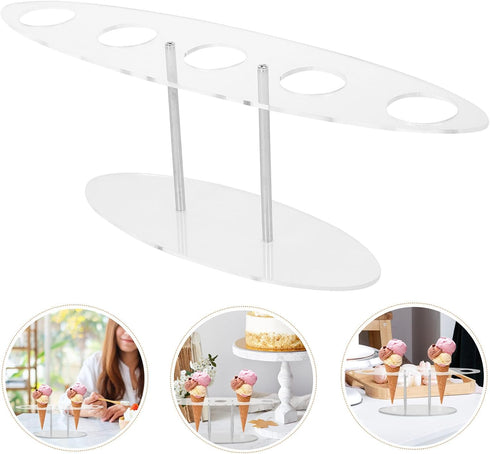 5-hole 3cm BESPORTBLE Ice Cream Cone Display Stand Acrylic Egg Cone Holder Diameter Ice Cream Rack for Kitchen Dining