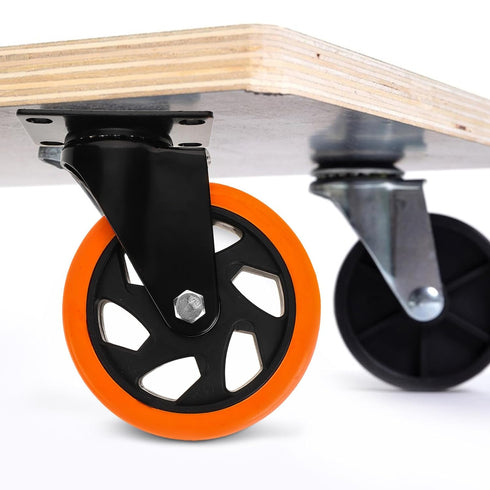 5-inch Swivel Cart Replacement Wheels, Sturdy Flat-Base Casters for Furniture and Industrial Cabinets, Smooth Rolling