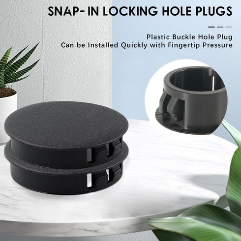 15PCS 1-1/4 In/32 mm Plastic Hole Plugs, Black Flush Mount Panel Plugs Button Locking Snap in Locking Screw Hole Cover