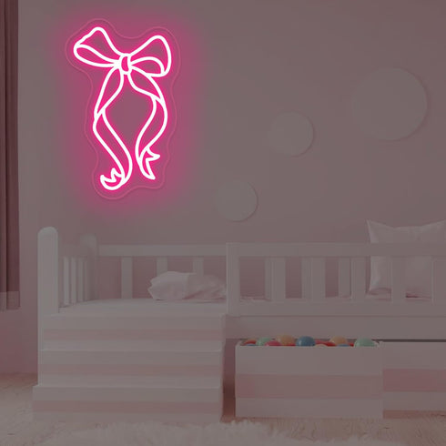 15 9.2 Bow Ribbon Neon Sign - Light-Up Pink Bow Neon Decor for Girls Bedroom, Nursery, and Birthday Gift, Elegant Wall