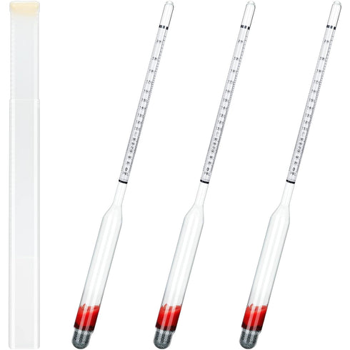 3 Pcs Glass Hydrometer Alcoholmeter 0-200 Proof, Digital for Distilling Moonshine Liquor