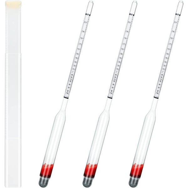 3 Pcs Glass Hydrometer Alcoholmeter 0-200 Proof, Digital for Distilling Moonshine Liquor