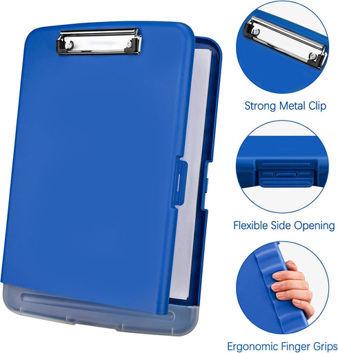 8.5x11 Meiikun Clipboard with Storage, Plastic Clipboards with Pen Holder, High Capacity Nursing Clipboard Folder, Side