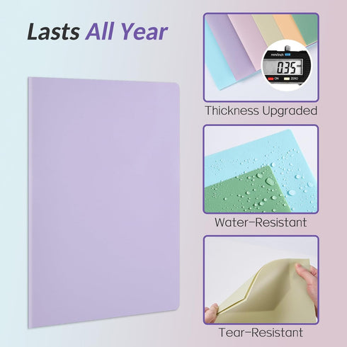 Sooez 6 Pack Heavy Duty Plastic Pocket Folders with Labels - Pastel Poly Document Folders for School Office