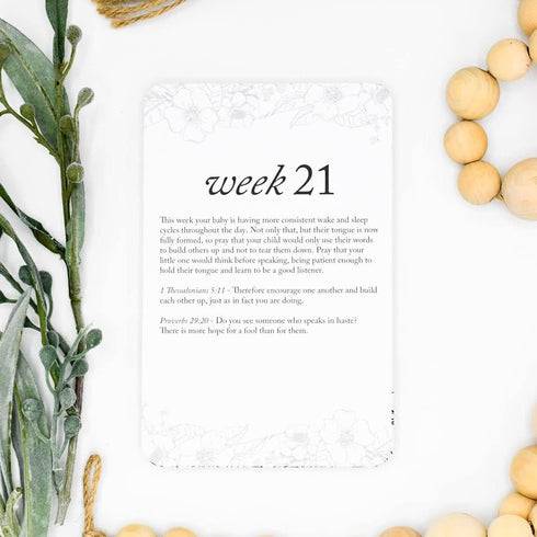 DUNCAN & STONE PAPER CO. 20 Pregnancy Milestone Cards - New Mom Essentials, Weekly Prayer, Bible Verse Signs, 42 Weeks