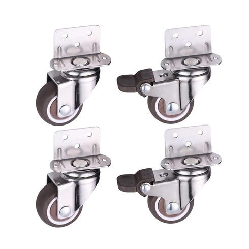 ESXSWYDR 4PCS 1/1.25/1.5/2 inch 4PCS(B,1 inch) Furniture Casters Crib Rubber Wheel L Type Swivel Mute Brake Caster