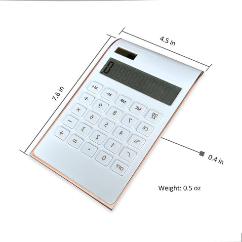 Solar Gold Calculator, Standard Function Desktop Calculator, 10-Digit LCD for Office and Home (Rosegold)