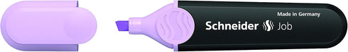 Schneider Job Pastel Highlighter, Chisel Tip 1 + 5 mm, Black Barrel, Lavender Ink, Box of 10 Highlighters (1528) -