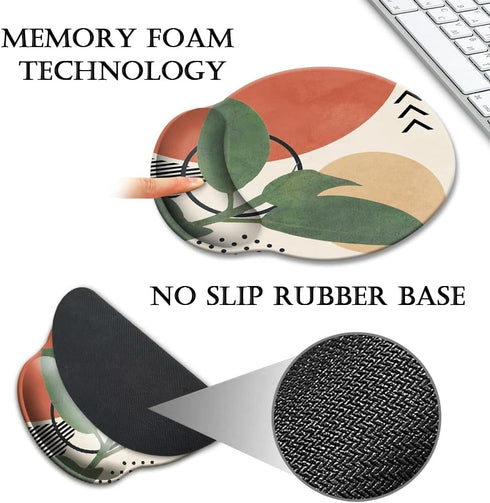 HOPONY Ergonomic Mouse Pad with Wrist Support Gel Rest, Comfortable for Computer and Laptop, 9 x 10 in Modern Abstract