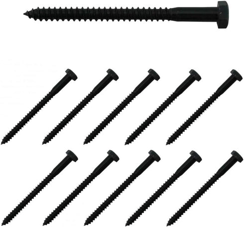Renovators Supply Manufacturing Lag Bolts, 4 in. Black Zinc Plated Steel Lag Screws, Pack of 10