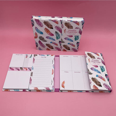 Nicepaper Cute Weekly Organizer Self-Stick Notes, Pastel Memo Pad Set with Feather Shapes, Perfect for Weekly Note