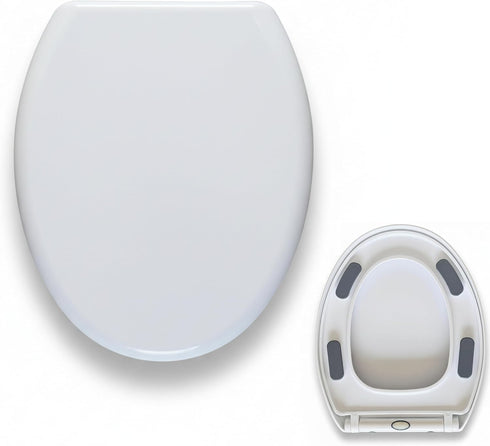 MinSha 17 Inch V/O-Shape Round Toilet Seat with Soft Close - Heavy Duty O-Shape PP Plastic Toilet Seat Replacement |