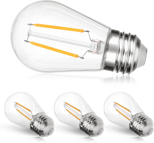 addlon LED Replacement Bulbs, 2W S14, 4 Pack, Waterproof E26 Screw Base for Outdoor LED String Lights