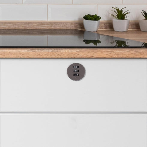 3-Digit GLEAVI Combination Lock for Cabinets and Drawers Childproof Cabinet Lock Gray Round Face for Office Desk