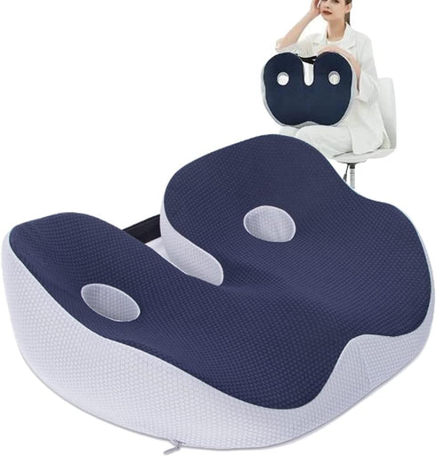SQYROY Breathable Memory Foam Seat Cushion for Back Pain, Coccyx Orthopedic Support for