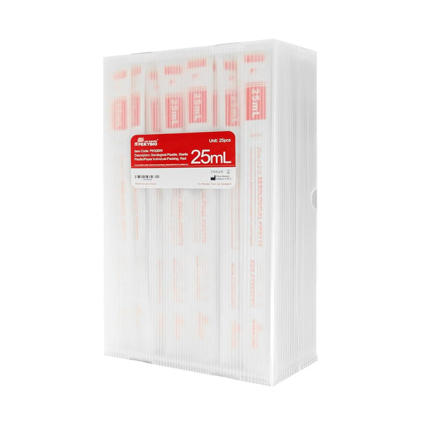 Polystyrene Serological Pipettes, Individually Wrapped Sterile Plastic Graduated Pipette 25ml, Pack of 25