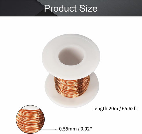 Fielect 0.55mm Inner Dia Magnet Wire Enameled Copper Wire Winding Coil 65.6Ft Length QA-1-155 Model Widely Used for A Variety of Motors