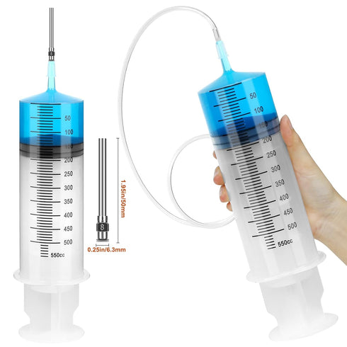 500ml Large Syringe with 27.6 Inch Tube and Blunt Needle, Sterile Plastic Garden Syringe for Liquid, Paint