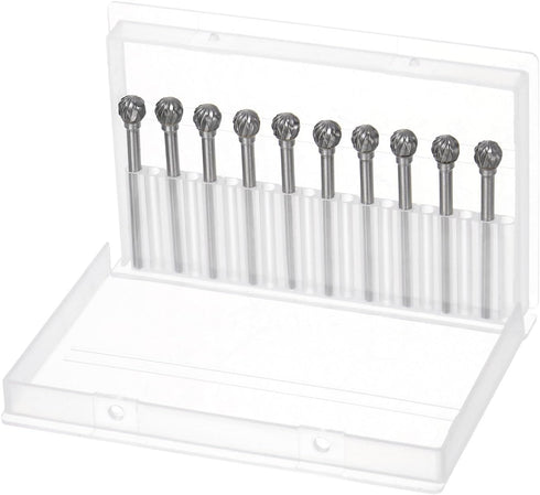 10pcs Carbide Rotary Burrs, 1/8" (3mm) Shank, 1/4" (6mm) Head for Metal Wood Polishing