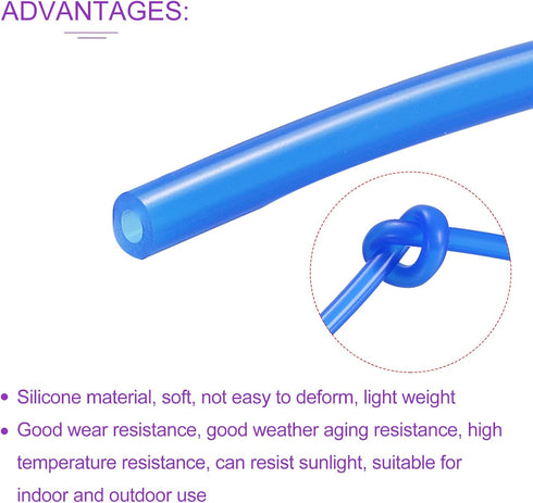 DMiotech 5/32" ID 1/4" OD 3.3 Feet Blue Silicone Tube, Industrial Tubing for Water Air Pump