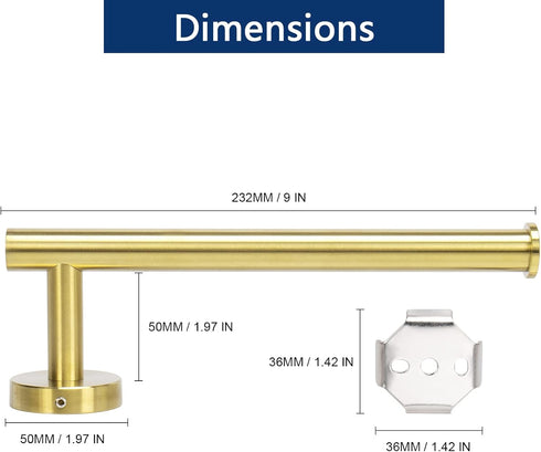 NearMoon Hand Towel Holder/Towel Ring, Thicken Stainless Steel Hand Towel Bar for Bathroom, Rustproof Wall Mounted Towel Rack, Contemporary Style Bath Accessories, 9 Inch (1 Pack, Brushed Gold) by NearMoon