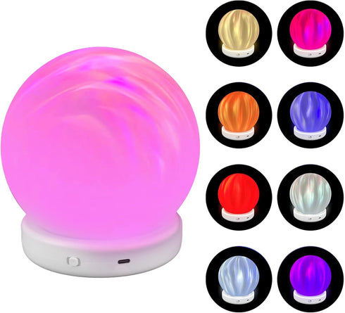 NOENNULL RGB Night Light, Mini Bedroom Night Light, Dynamic Color Changing, RGB Ball, Table Lamp, Room Decoration