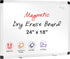 Magnetic White Board 24" x 18", 1 Dry-Erase Eraser, 2 Multicolor Markers, 4 Magnetic Pins, Aluminum Frame