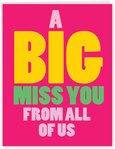 NobleWorks Jumbo Loving Miss You Greeting Card with Envelope, Big 8.5 x 11 Inch, Thinking of You Card from All of Us, A