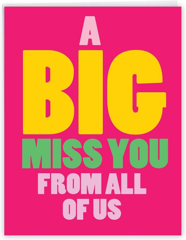 NobleWorks Jumbo Loving Miss You Greeting Card with Envelope, Big 8.5 x 11 Inch, Thinking of You Card from All of Us, A