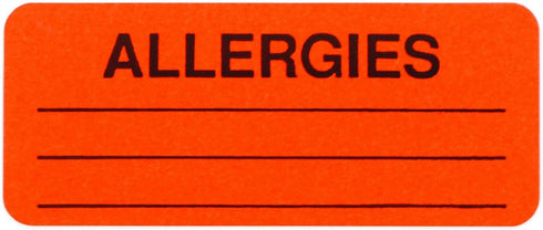 ChromaLabel 1 x 2.25 Inch Allergy Labels, 250 Labels per Dispenser Box, Fluorescent Red-Orange