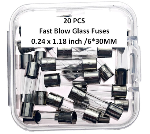 F2.5A Fuse, 2.5A250V Fuses, 2.5A250V Fuse, 2.5A250V, 2.5A Fuse, F2.5Amp250V, glass fast blow fuse 6*30MM (20 pcs)