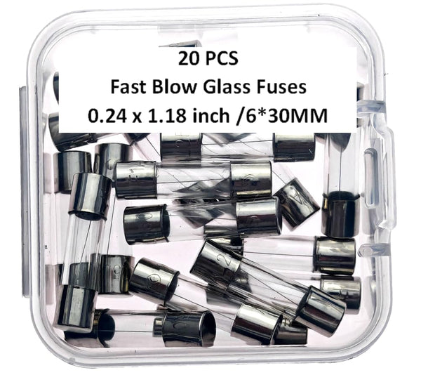 F2.5A Fuse, 2.5A250V Fuses, 2.5A250V Fuse, 2.5A250V, 2.5A Fuse, F2.5Amp250V, glass fast blow fuse 6*30MM (20 pcs)