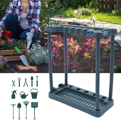 MooneHived 40 Garden Tool Organizer, Rolling Storage Rack Tower Yard Tool Organizer Cart Heavy Duty Garden Tool