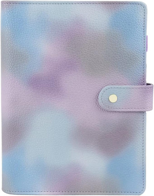 Purple PU Leather Budget Binder Cover for A5 6-Ring Money Organizer, Refillable with Card Pockets