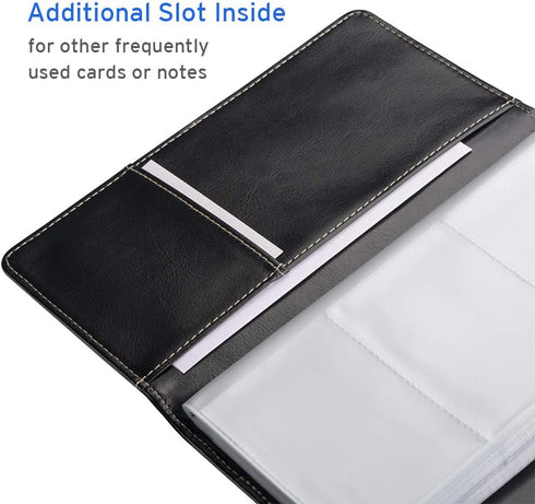 Sooez Leather Professional Business Card Book Holder - 240 Capacity Credit Card Organizer for Men and Women, Black