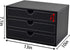PU Leather Desk Organizer with 3 Drawers, Black Executive Office Supplies Desktop Filing A4 File Cabinet for