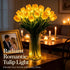 (5*White Radiant Romantic Tulip Light with Vase, LED Tulips Night Lamp, LED Artificial Flowers Ambient Night Lamp