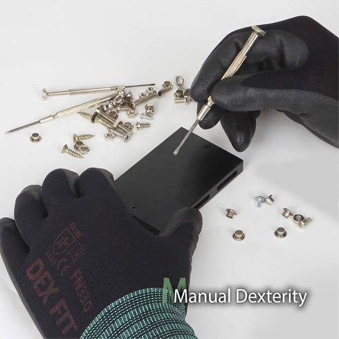 DEX FIT FN330-3D Nitrile Coated Work Gloves - Comfort Stretchy Fit, Firm Grip, Touchscreen, Black L (9)