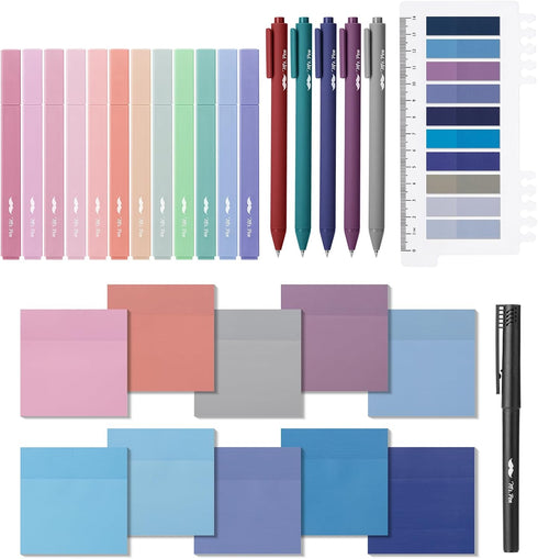 Mr. Pen Aesthetic Book Annotation Kit, 38 pcs, Highlighters, Gel Pens, Transparent Sticky Notes, Annotation Sticky Tabs
