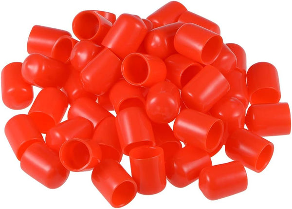 uxcell 50pcs Rubber End Caps, 1/2-inch(13mm) ID Vinyl Round Tube Bolt Cap Cover, Red