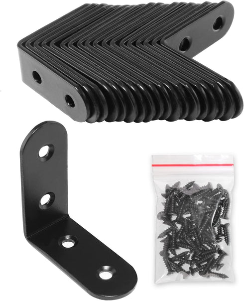 Rierdge 20 Pcs Black Corner Brace L Bracket, 50mm Stainless Steel Right Angle