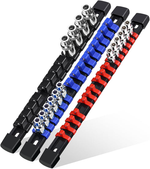 Uopyeri 3-Piece Socket Organizer Rail Set, Heavy Duty Socket Holder for 1/4", 3/8",