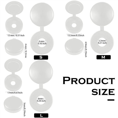 100 Hotop Pieces Hinged Screw Cover Caps Plastic Shutter Fold Screw Snap Covers Washer Flip Tops(Small,White)