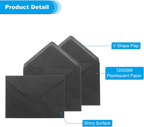 PATIKIL 5x7 Envelopes, 100Pcs A7 Size Gummed V Flap for Greeting Cards, Black