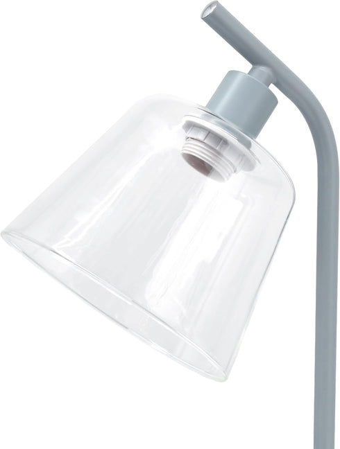 LD1080-GRY 16" Simple Designs Sleek Essentials Modern Industrial Metal Desk Lamp with Clear Glass Shade, for Office