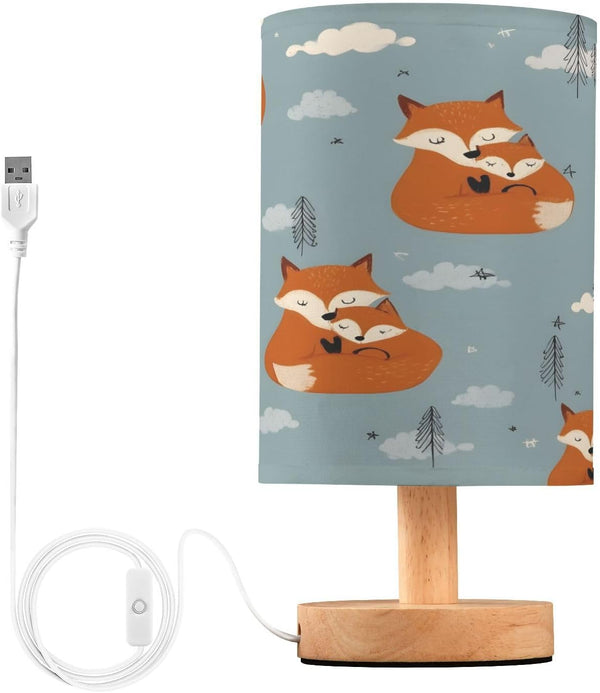 ALAZA Fox Cute Animal Bedside Table Lamp with USB Port for Bedroom