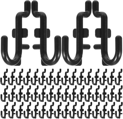80pcs J-Shaped Pegboard Hooks for Garage Tool Storage Heavy Duty Black Plastic
