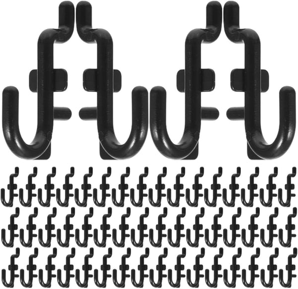 80pcs J-Shaped Pegboard Hooks for Garage Tool Storage Heavy Duty Black Plastic